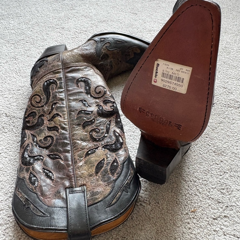 Corral Brown Leather Western Boots 9 1/2 - Picture 5 of 8